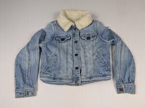 Cat & Jack Kids Sherpa Lined Denim Jean Trucker Jacket Sz Medium (7/8)